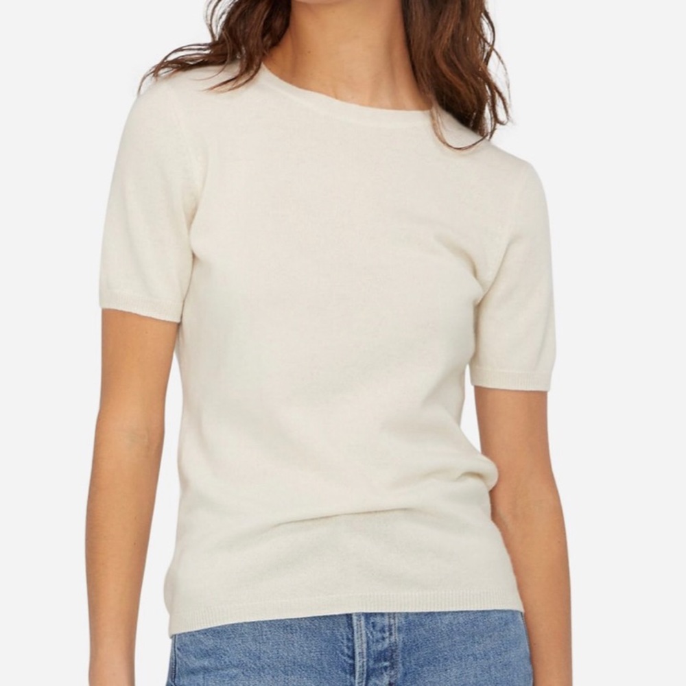 Ann Taylor Petite Cream short sleeve sweater